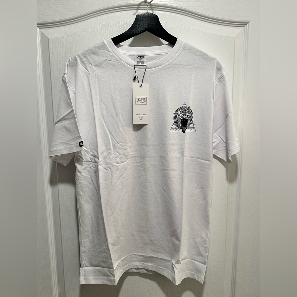 Crocks & Castles Men’s White Short Sleeve T-Shirt, Size Medium